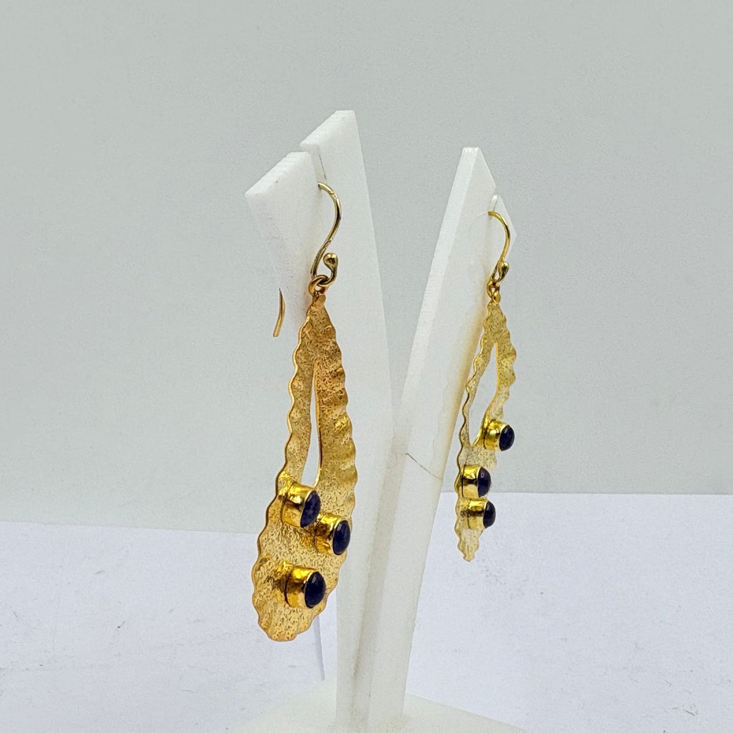 Golden Amethyst Teardrop Earrings – Handcrafted Shine