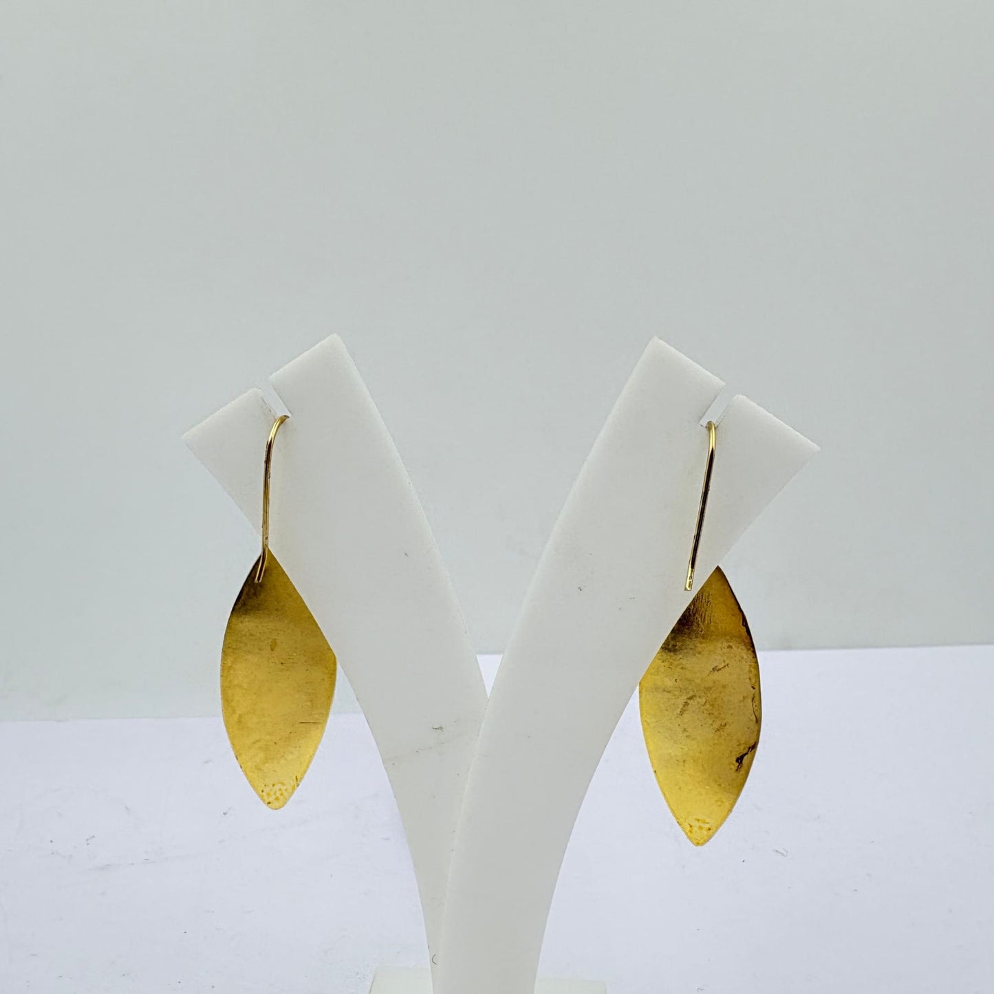 Elegant Brass Earrings with Black Rainbow Stone