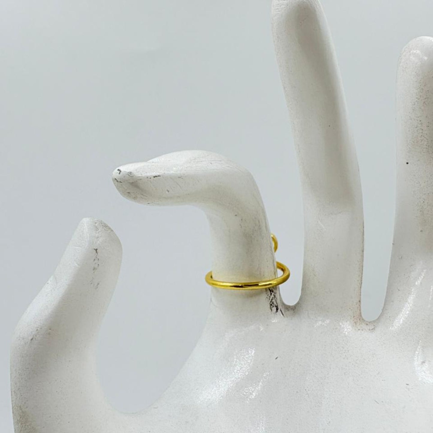 Golden Brass Fixed Curl Design Ring