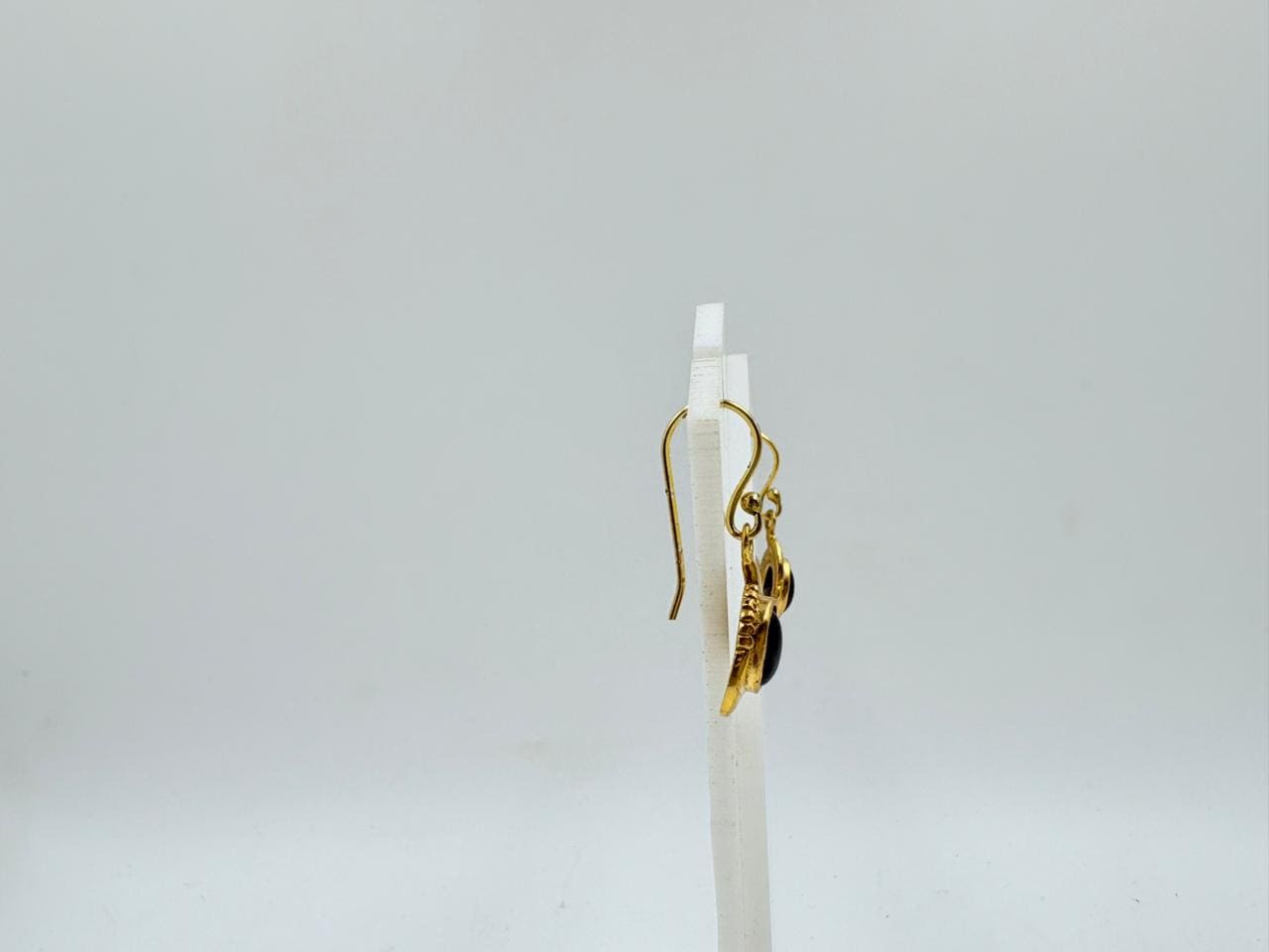 Brass Dangle Earrings with Red Stone – 18K Gold Plated Lightweight Jewellery