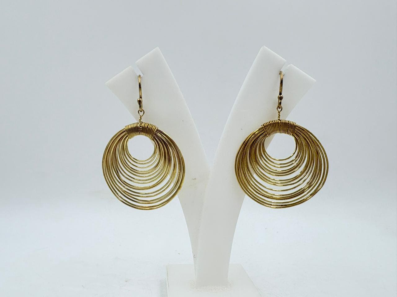 Brass Hoop Earrings with 18K Gold Plating – Layered Circle Design