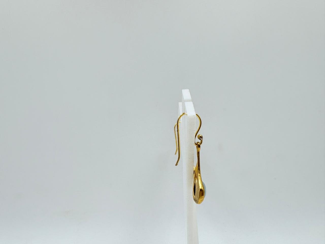 Brass Teardrop Earrings with 18K Gold Plating – Blue Stone Minimalist Design