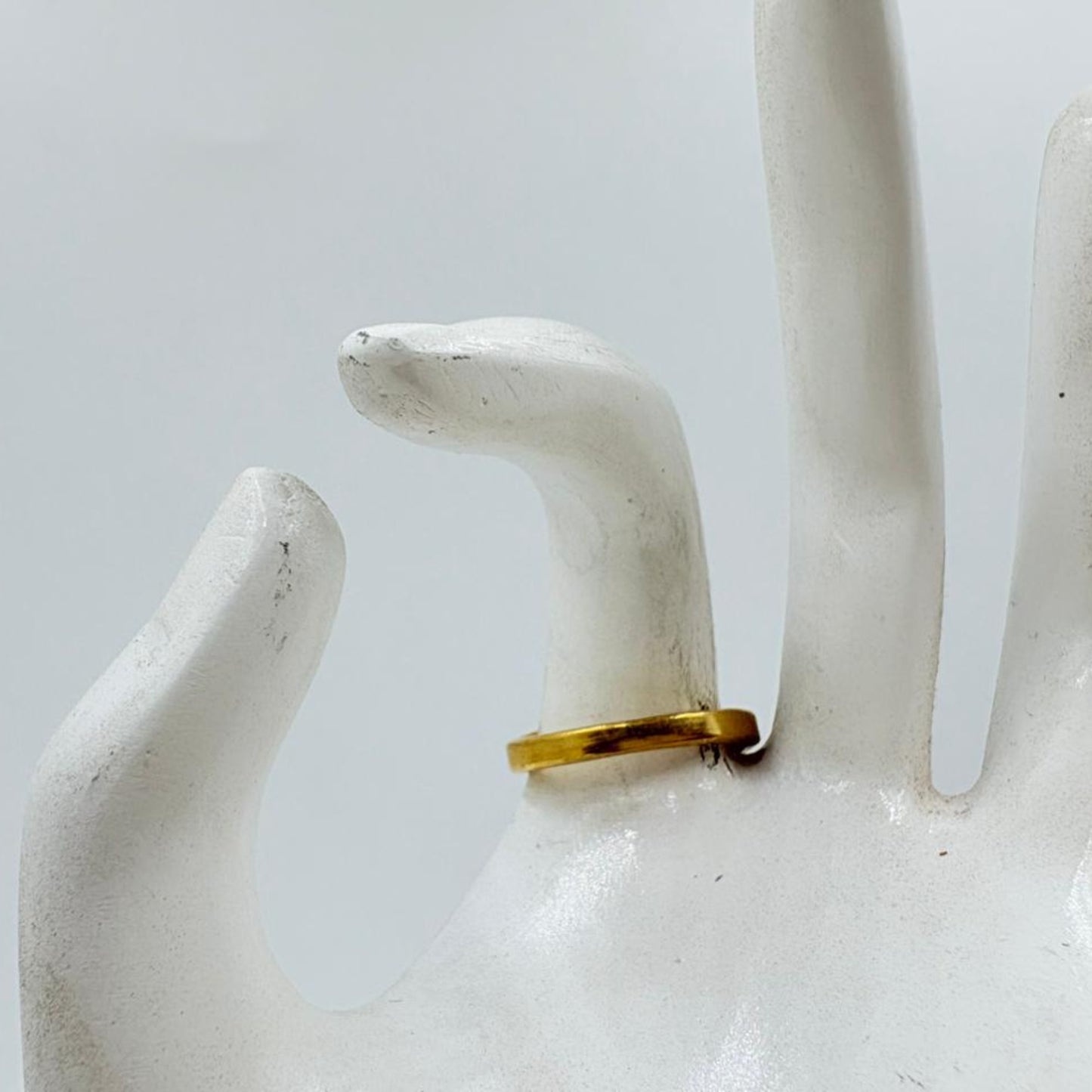 Elegant Dual Stone Calsy Onyx Gold Brass Ring