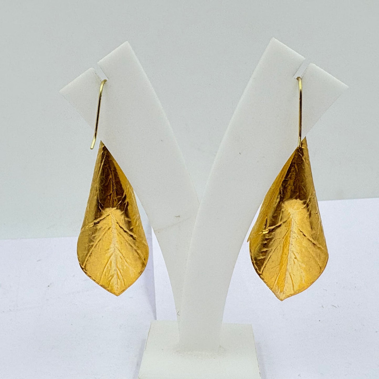 Elegant Folded Leaf Gold Earrings – Handmade Beauty
