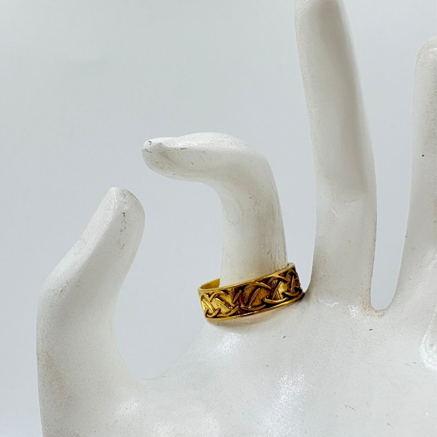 Golden Textured Handmade Brass Band Ring