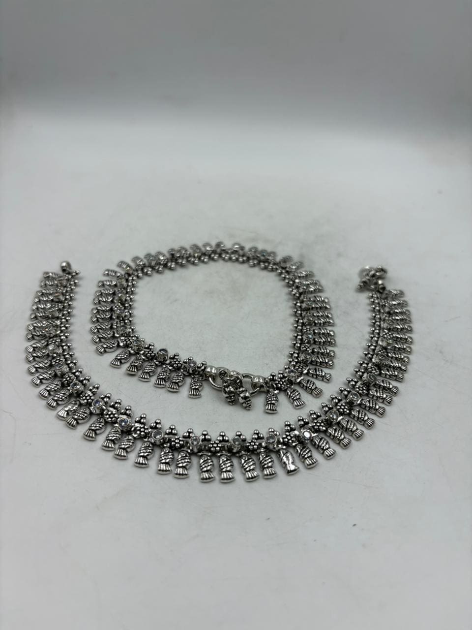 Luxury Silver Anklet – Antique Polish Fish Motif Jewellery