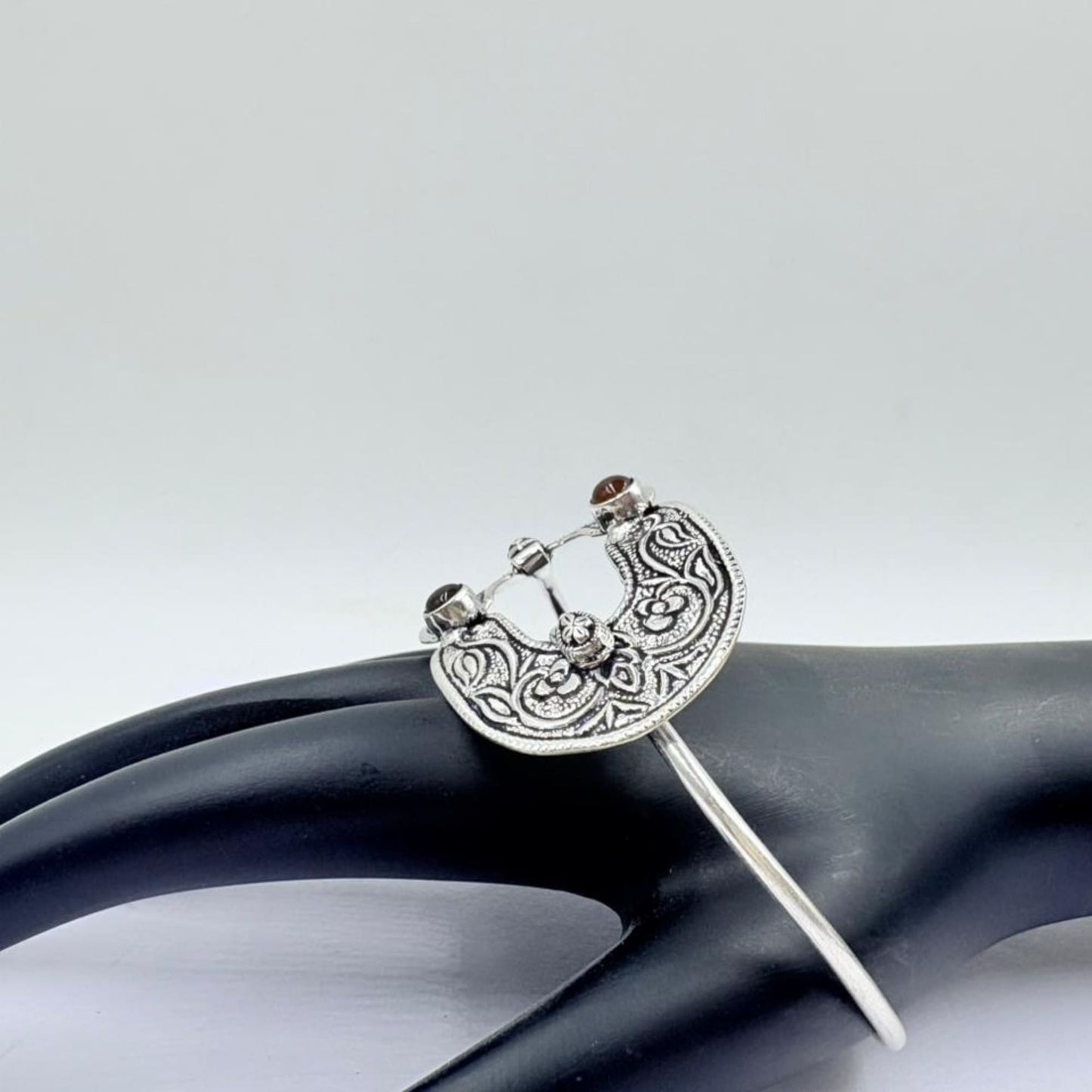 Royal Red Onyx Antique Silver Designer Bangle