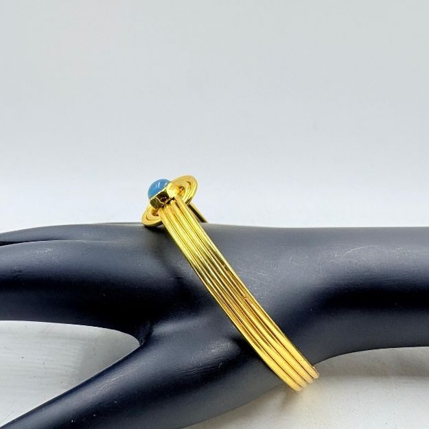 Elegant Blue Stone Knot Design Brass Bangle