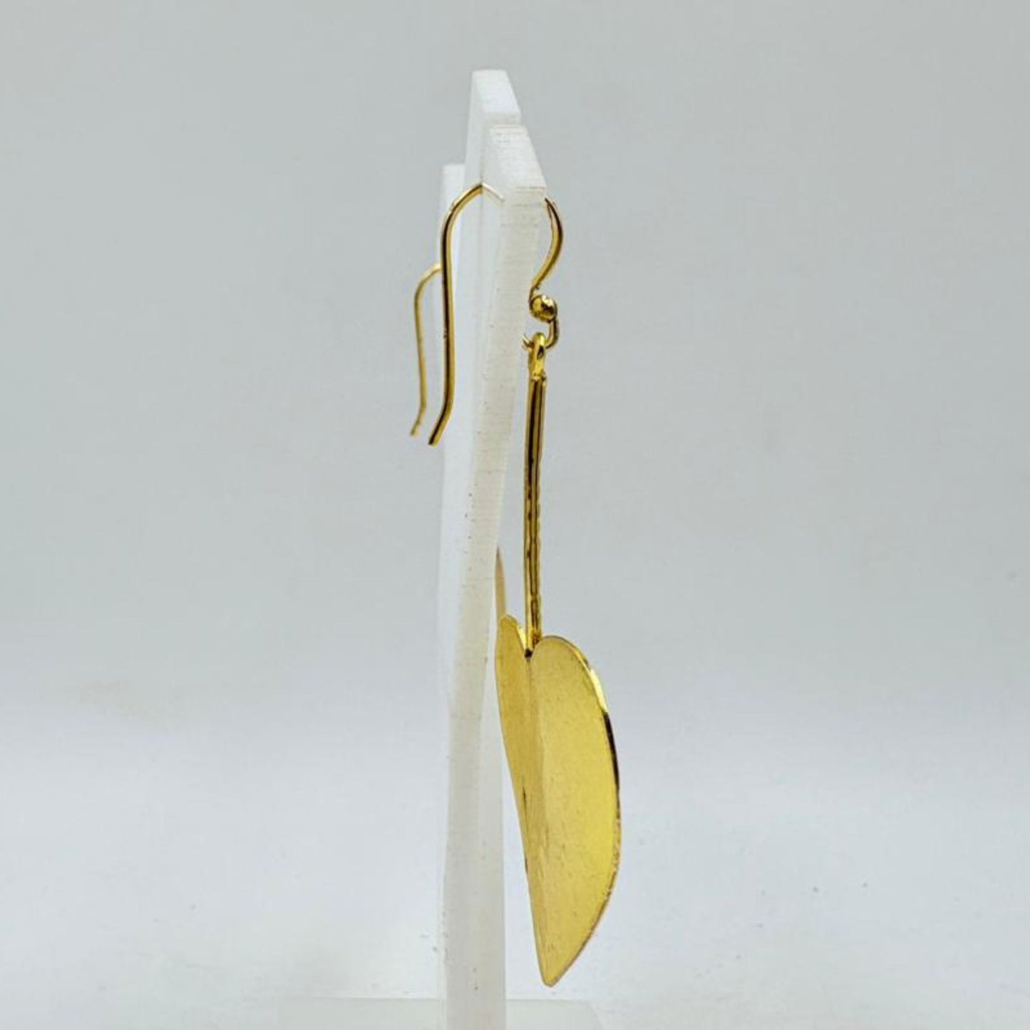 Brass Heart Dangle Earrings with 18K Gold Plating – Floral Engraved Design