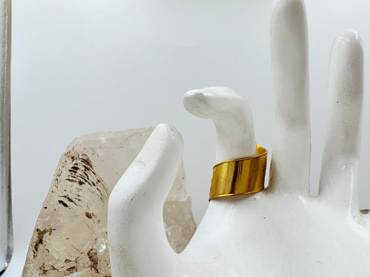 Brass Dual Moonstone Ring – Handcrafted Adjustable Gold Plated Statement Ring