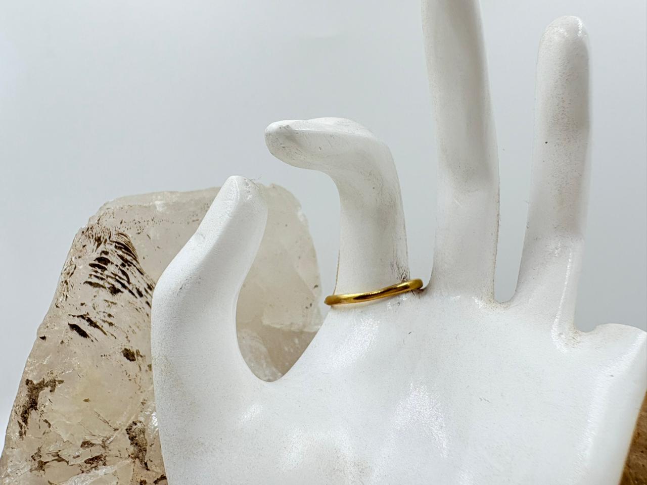 Brass White Rainbow Stone Ring – 18K Colour Gold Plated Fixed Size Statement Ring