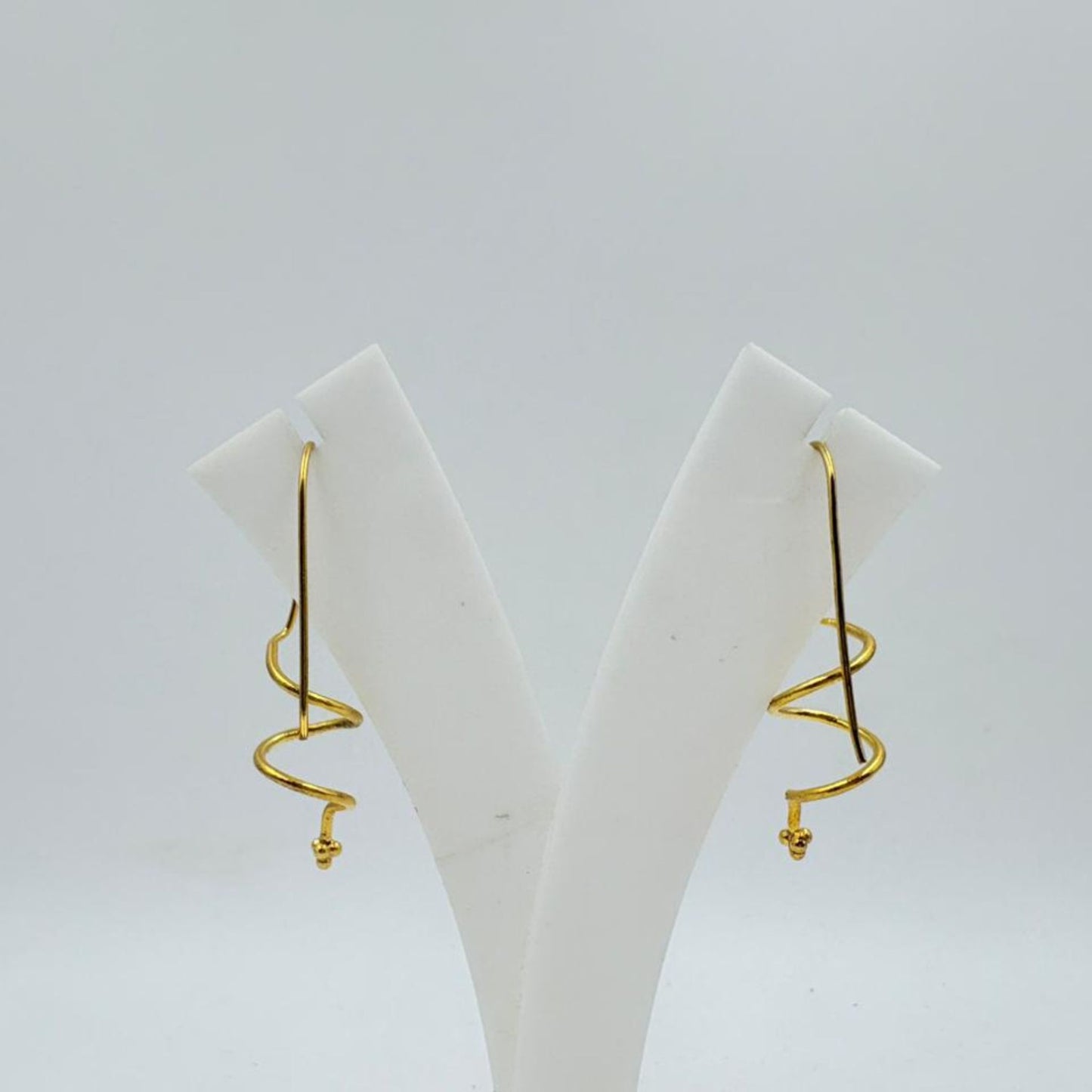 Brass Zigzag Dangle Earrings with 18K Gold Plating – Lightweight Modern Design