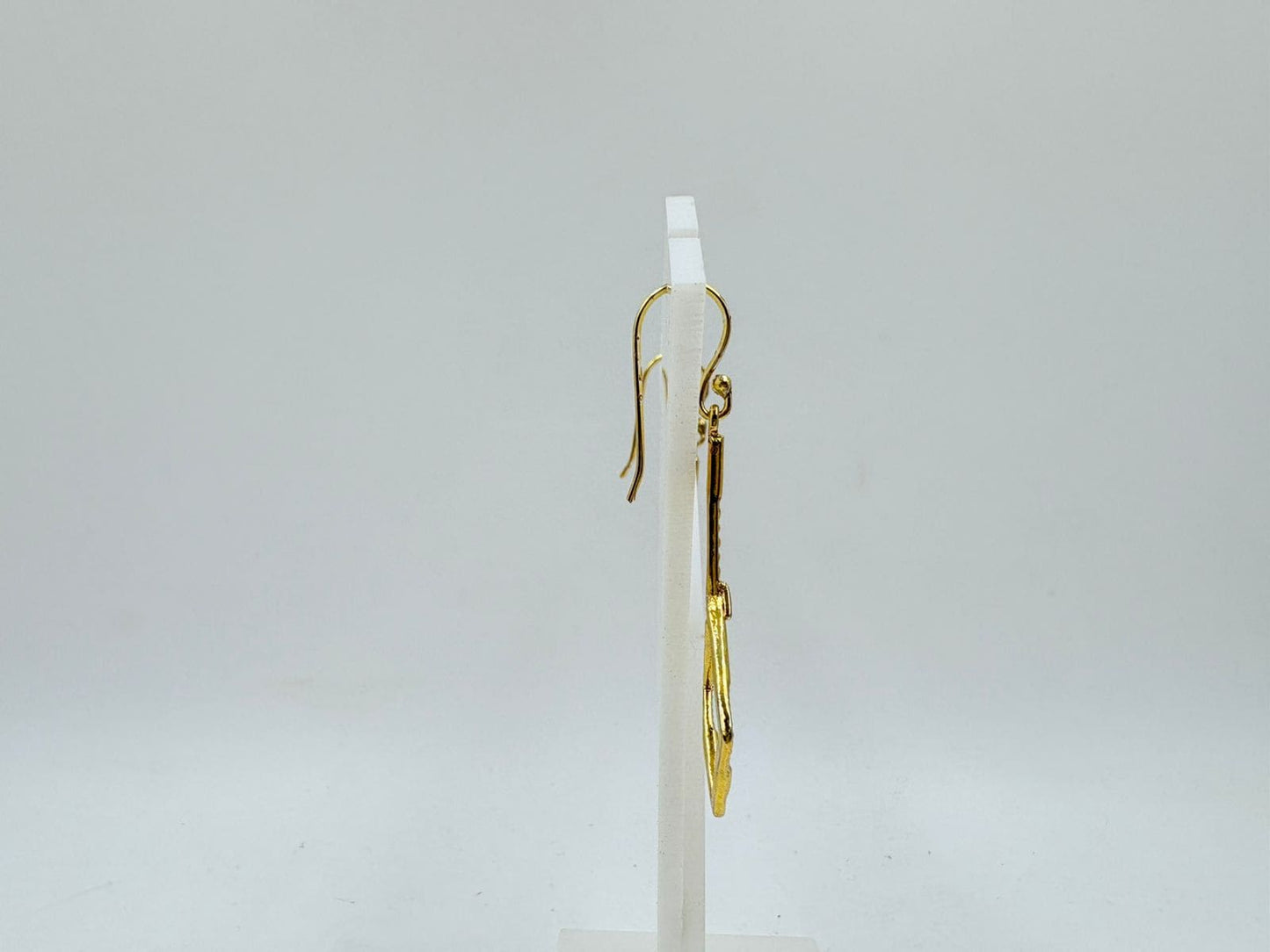 Brass Geometric Dangle Earrings with 18K Gold Plating – Square Outline Design