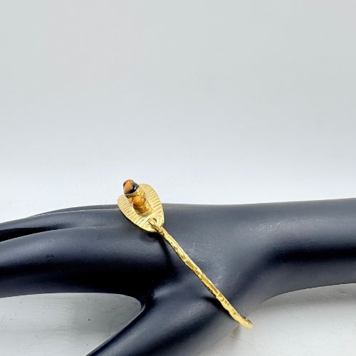 Gold Plated Brass Bangle with 3 Stone Design