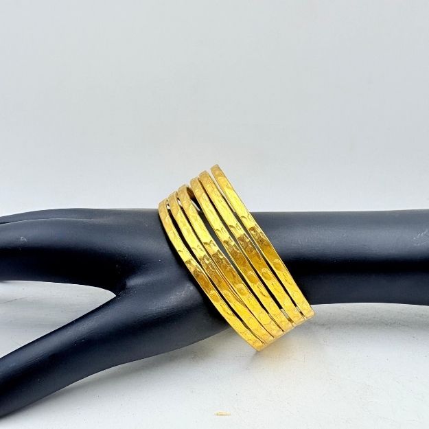 Golden Radiance Hammered Multi-Strand Bangle