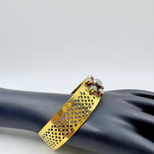 Handmade Brass Bangle with Moonstone Design