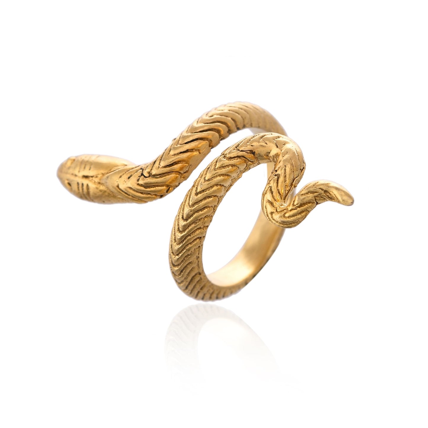 18K Gold Plated Snake Ring – Adjustable Serpent Statement Ring for Men & Women