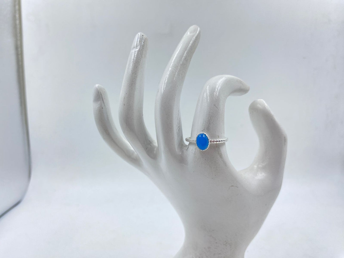 92.5 Pure Silver Ring with Blue Stone – 2.00g Dainty Design