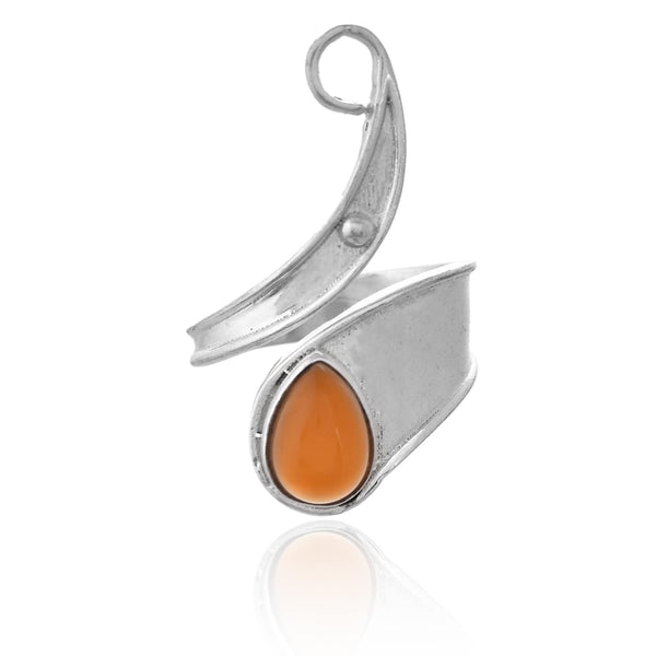 92.5 Sterling Silver Ring with red onyx | Handmade Adjustable Silver Ring