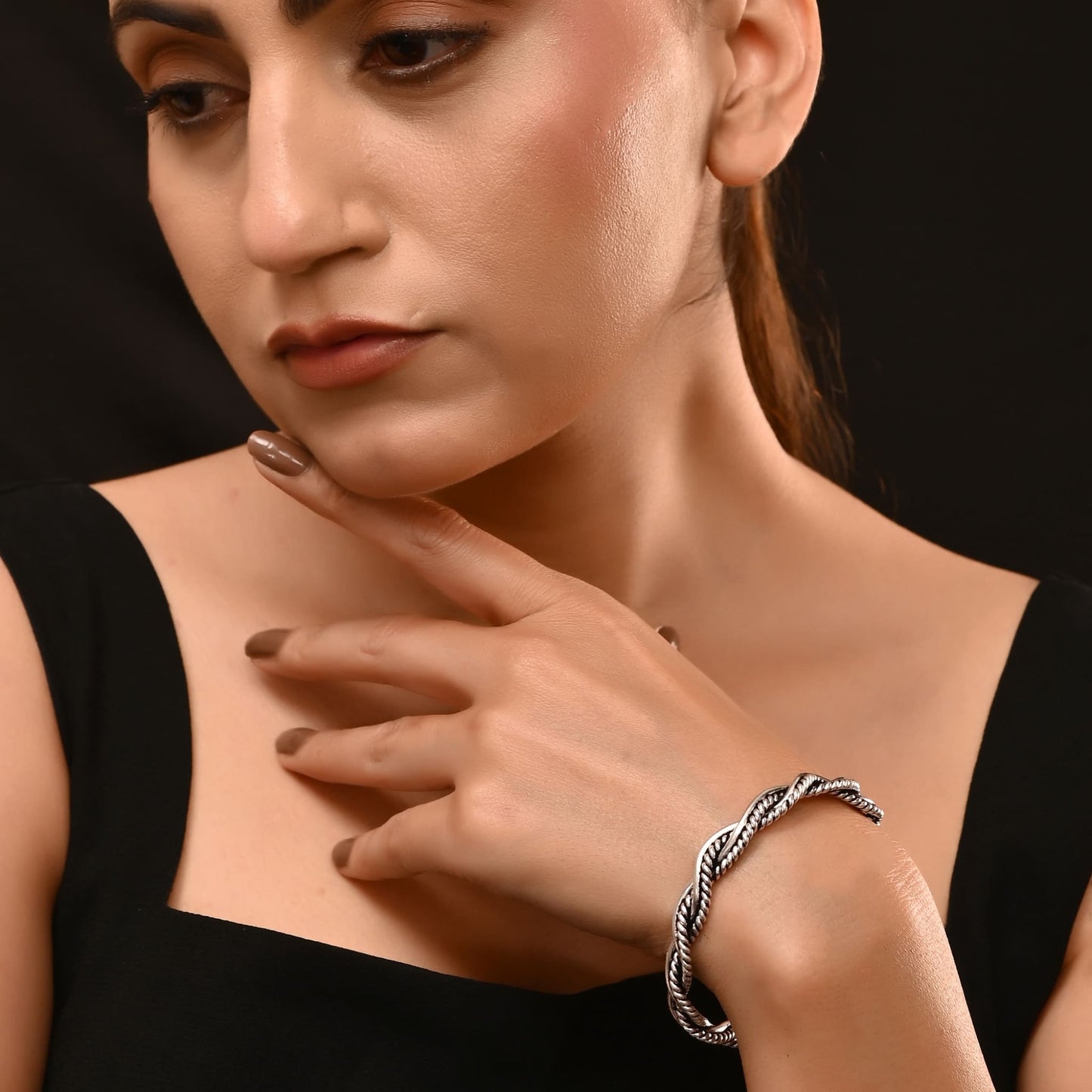 92.5 Sterling Silver Handmade Twisted Rope Bangle – Open Cuff Bracelet (Unisex)