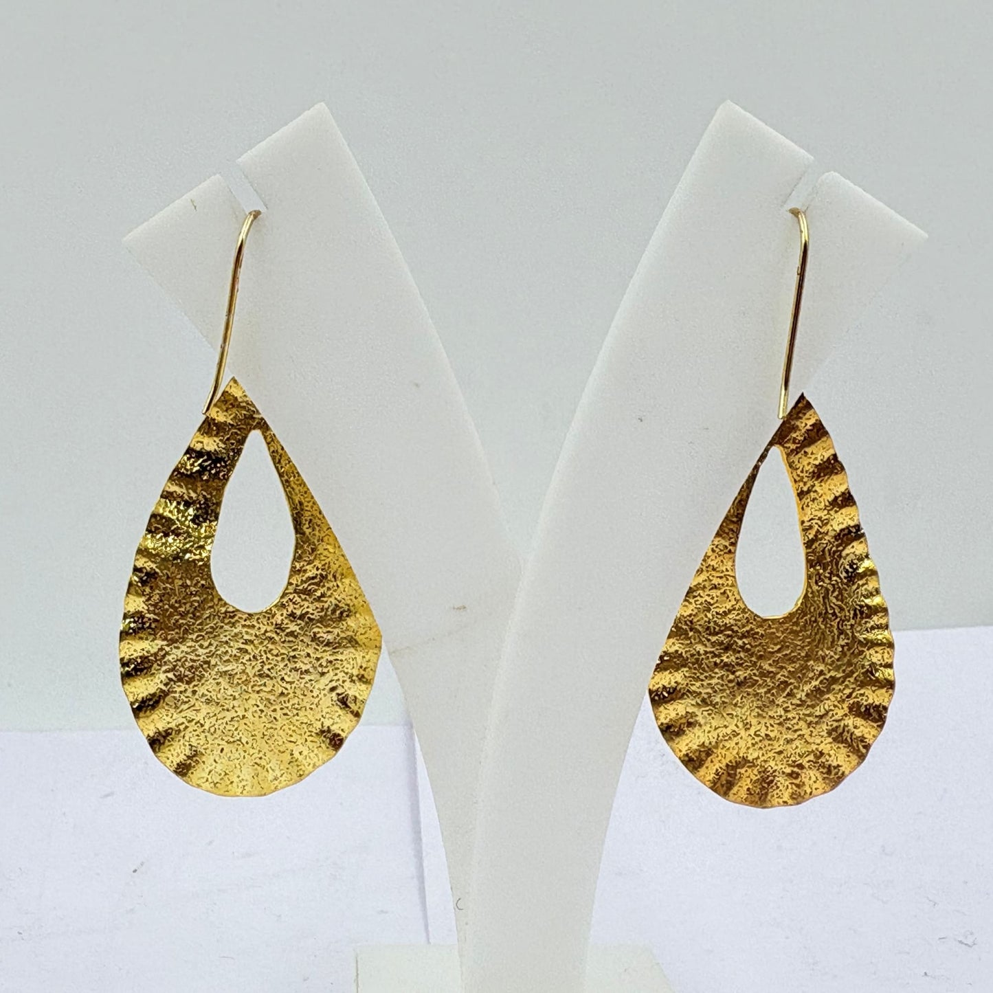 Golden Amethyst Teardrop Earrings – Handcrafted Shine