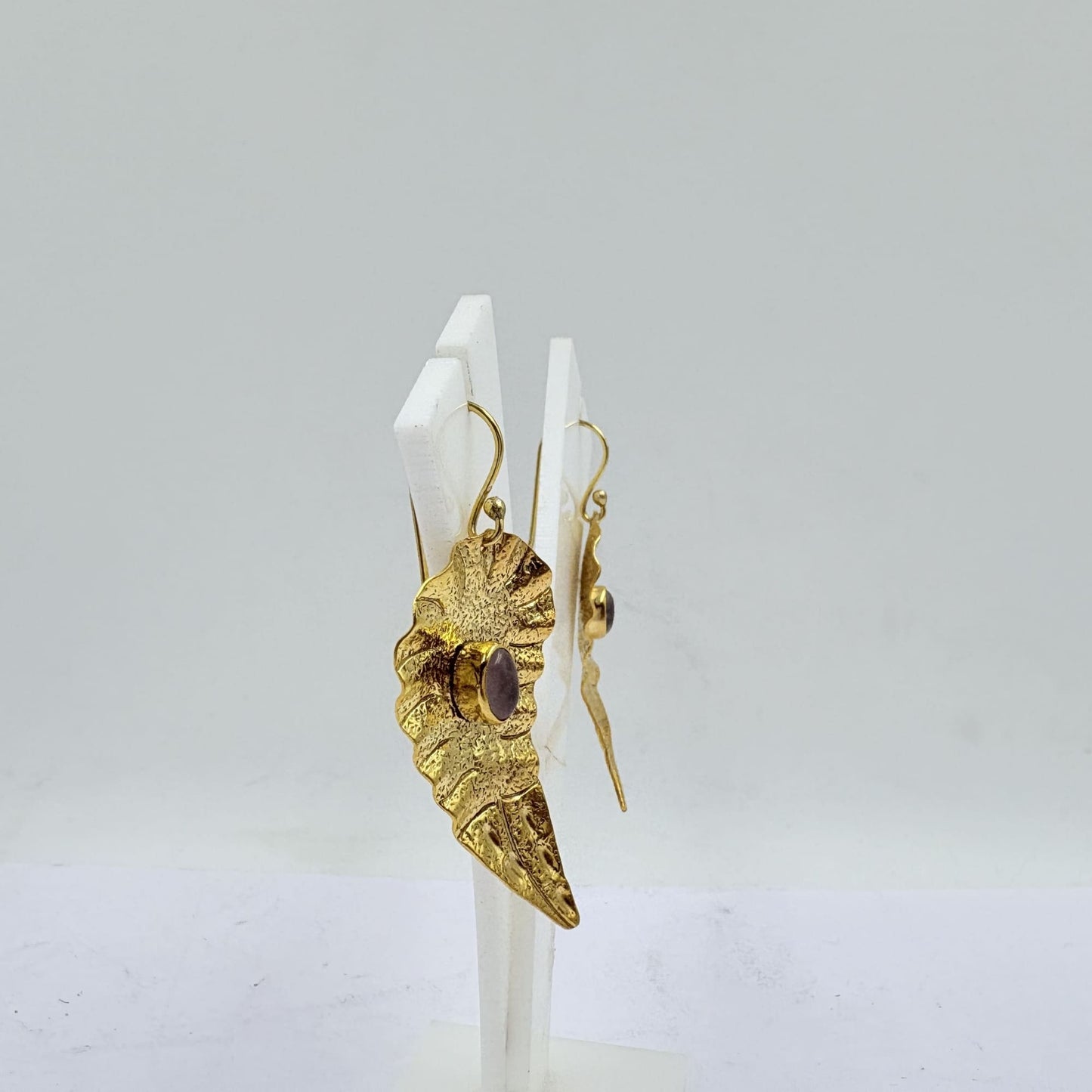 Amethyst Gold Leaf Drop Earrings – Radiant Charm