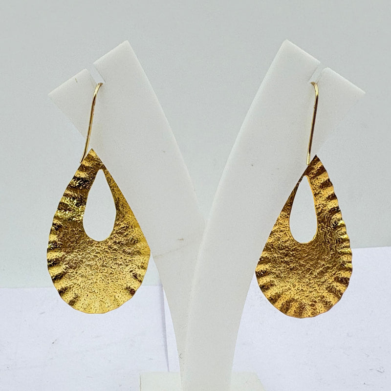 Golden Amethyst Teardrop Earrings – Handcrafted Shine