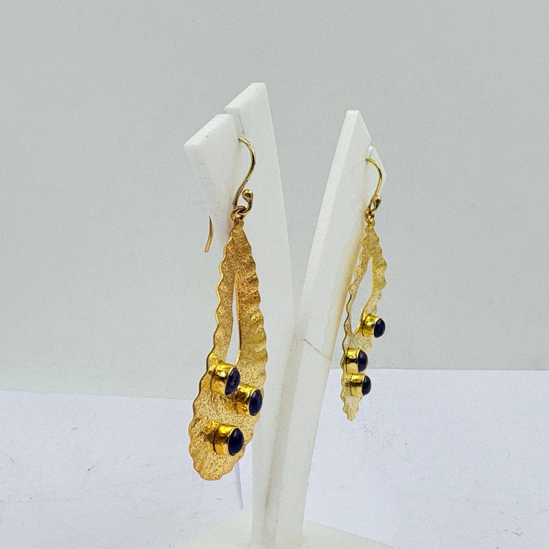 Golden Amethyst Teardrop Earrings – Handcrafted Shine