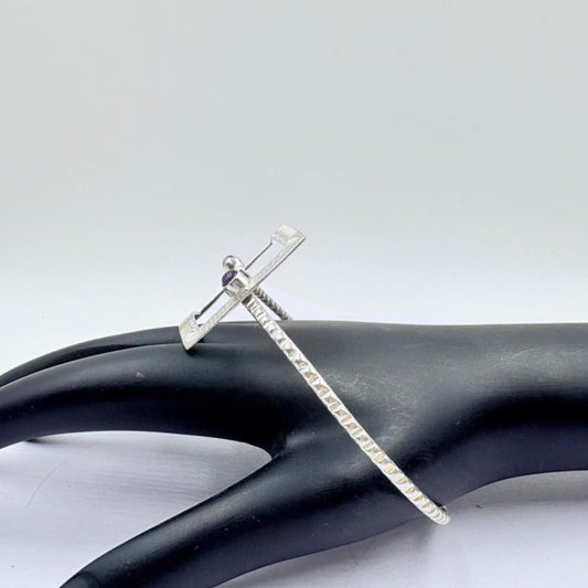 Royal Amethyst Open Square Silver Bangle