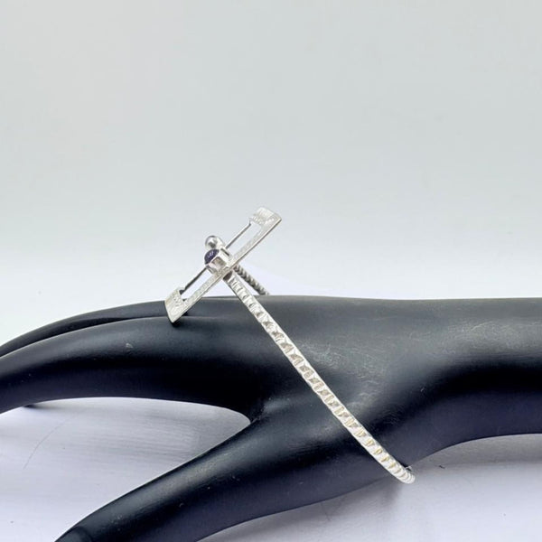 Royal Amethyst Open Square Silver Bangle