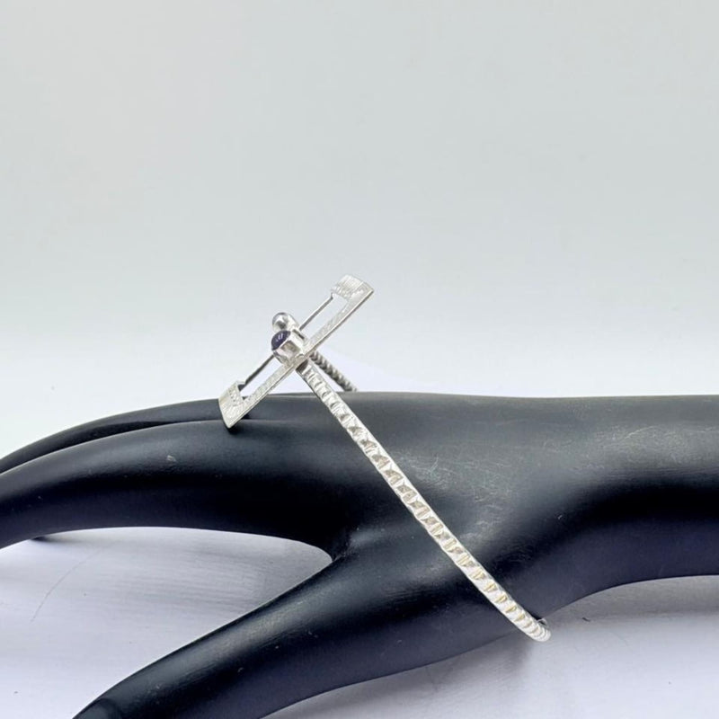 Royal Amethyst Open Square Silver Bangle
