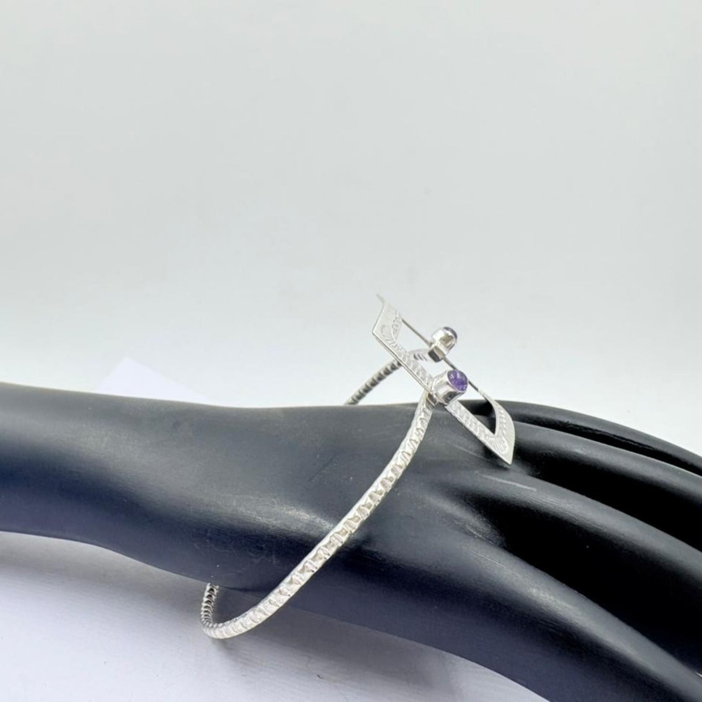 Royal Amethyst Open Square Silver Bangle