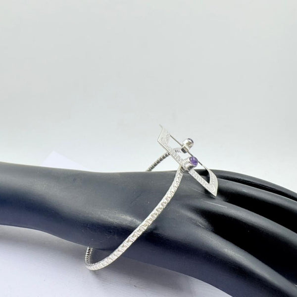 Royal Amethyst Open Square Silver Bangle