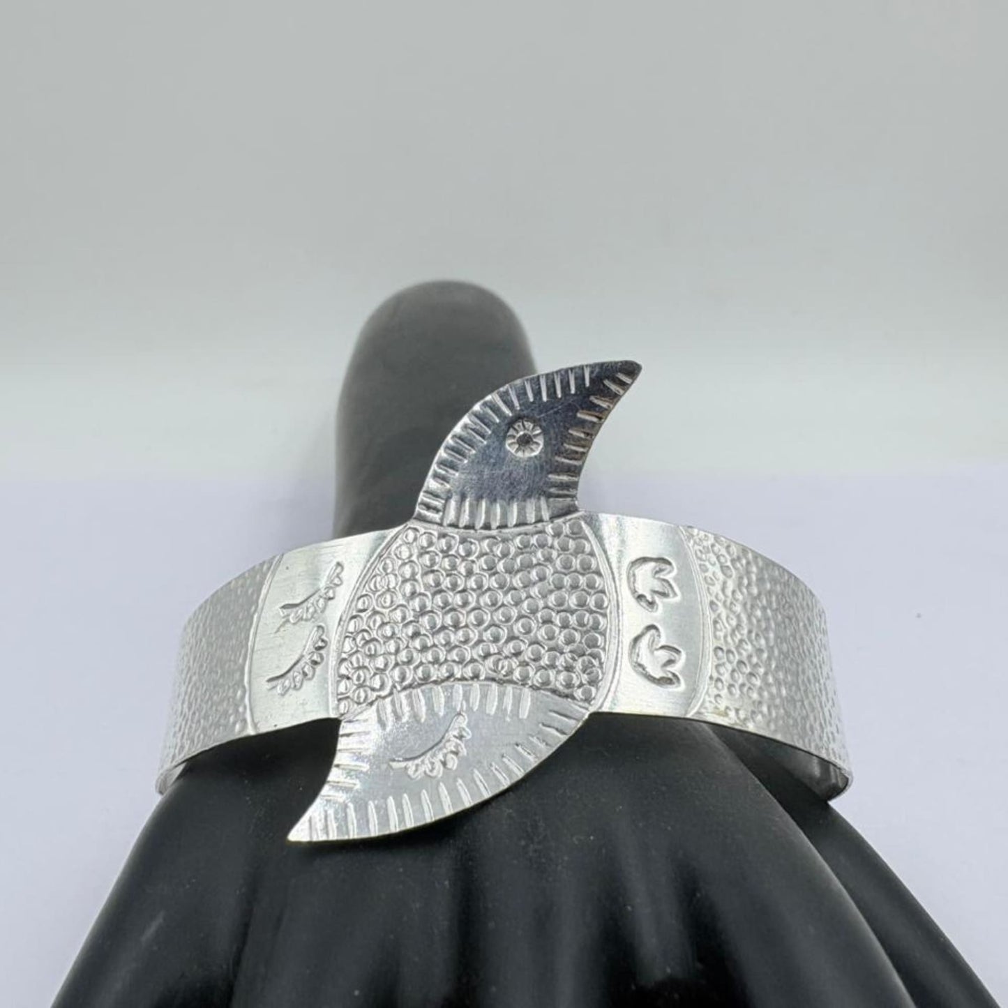 Graceful Bird Motif Handcrafted Silver Bangle