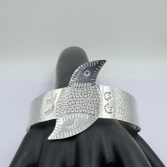 Graceful Bird Motif Handcrafted Silver Bangle
