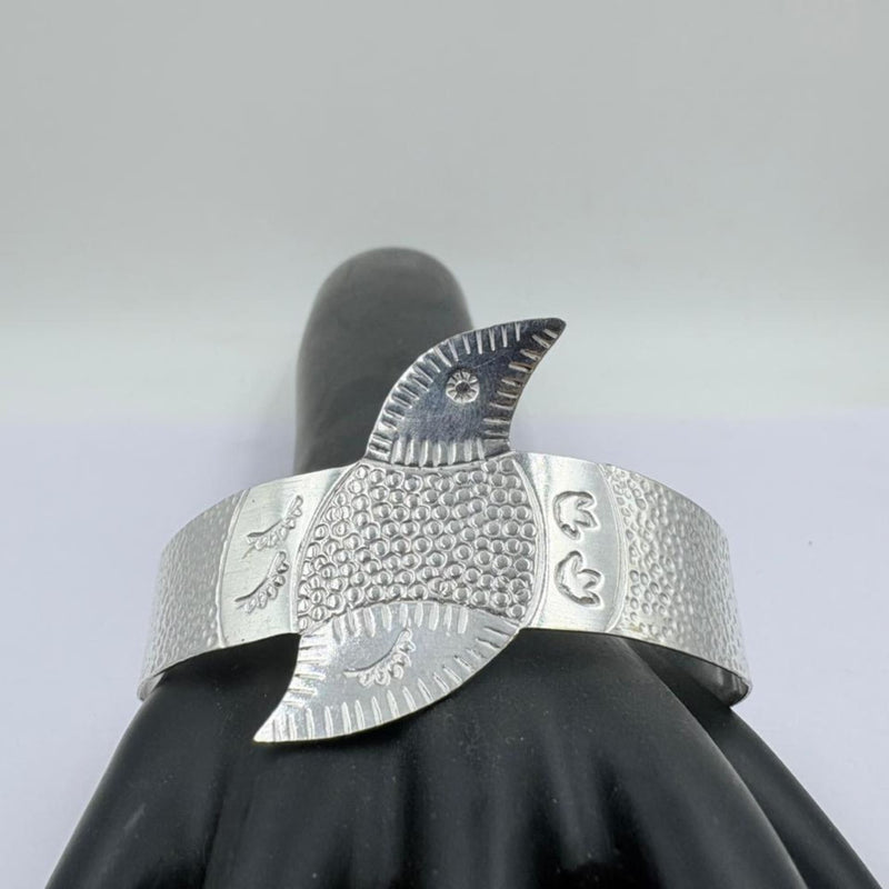 Graceful Bird Motif Handcrafted Silver Bangle