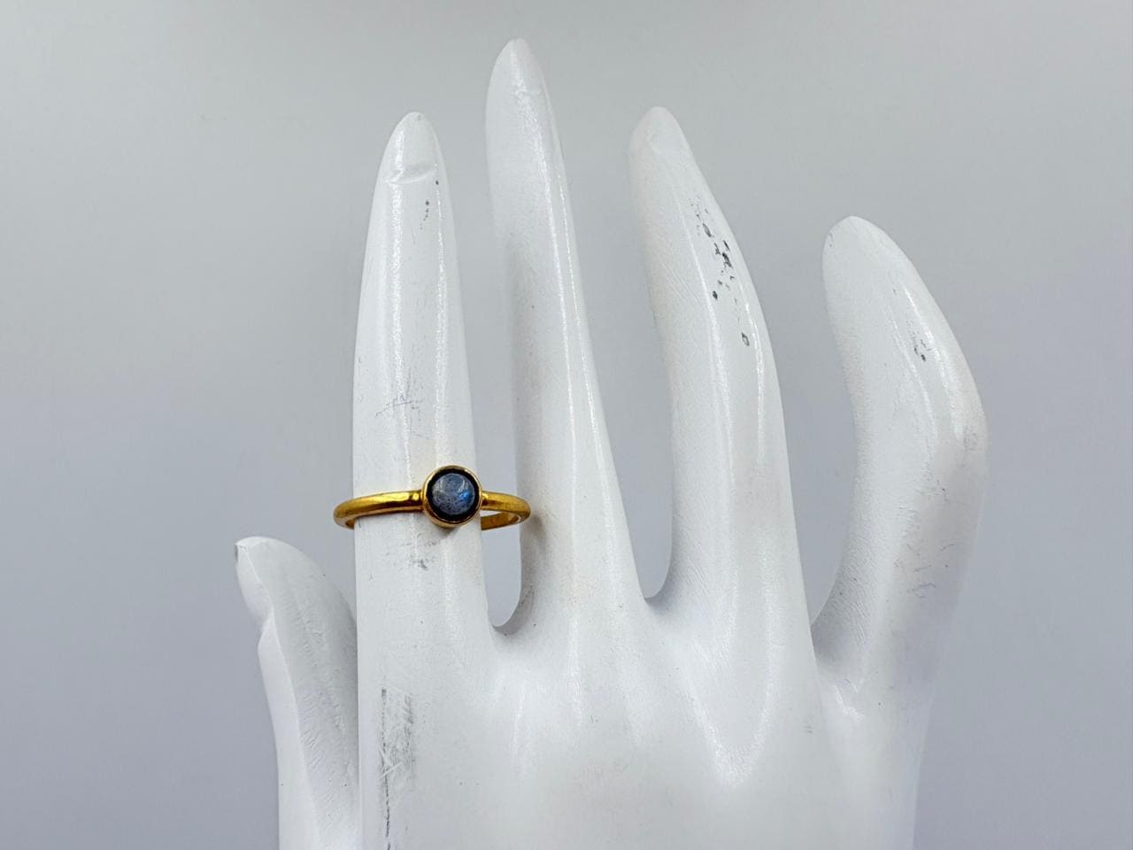Royal Blue Onyx Minimal Brass Ring