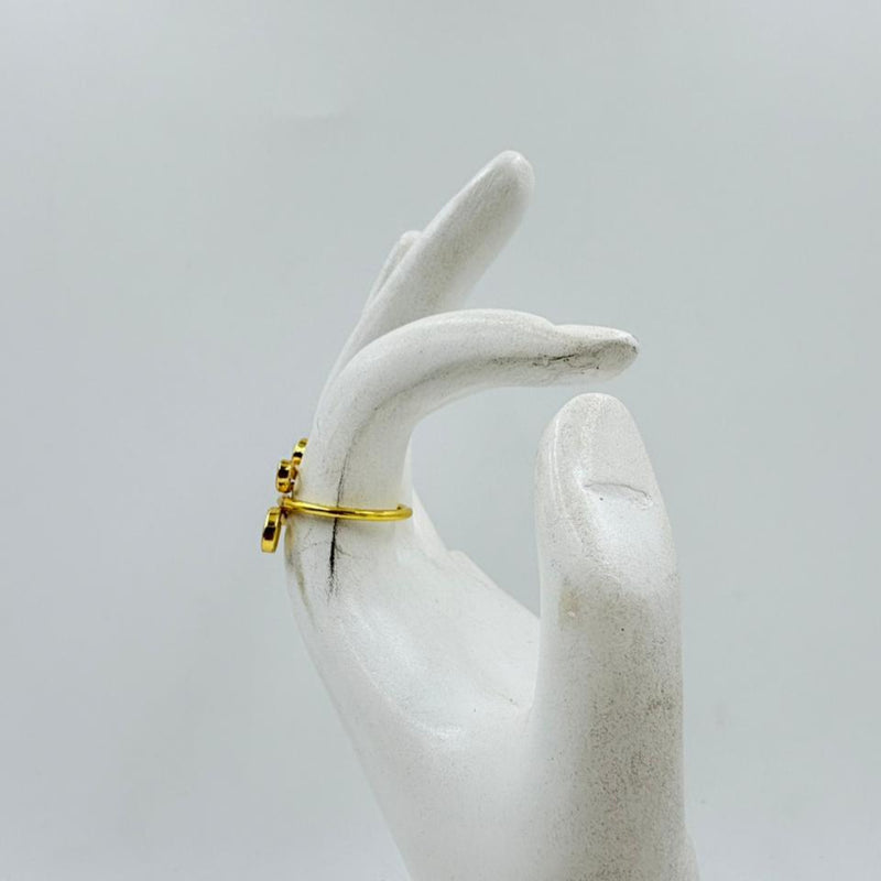Golden Brass Fixed Curl Design Ring