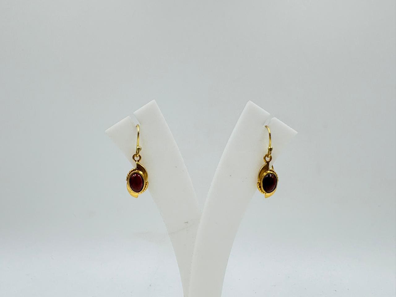 Brass Dangle Earrings with Red Stone – 18K Gold Plated Lightweight Jewellery