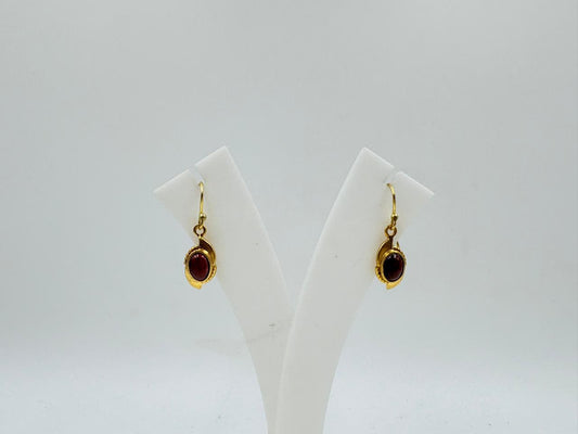 Brass Dangle Earrings with Red Stone – 18K Gold Plated Lightweight Jewellery