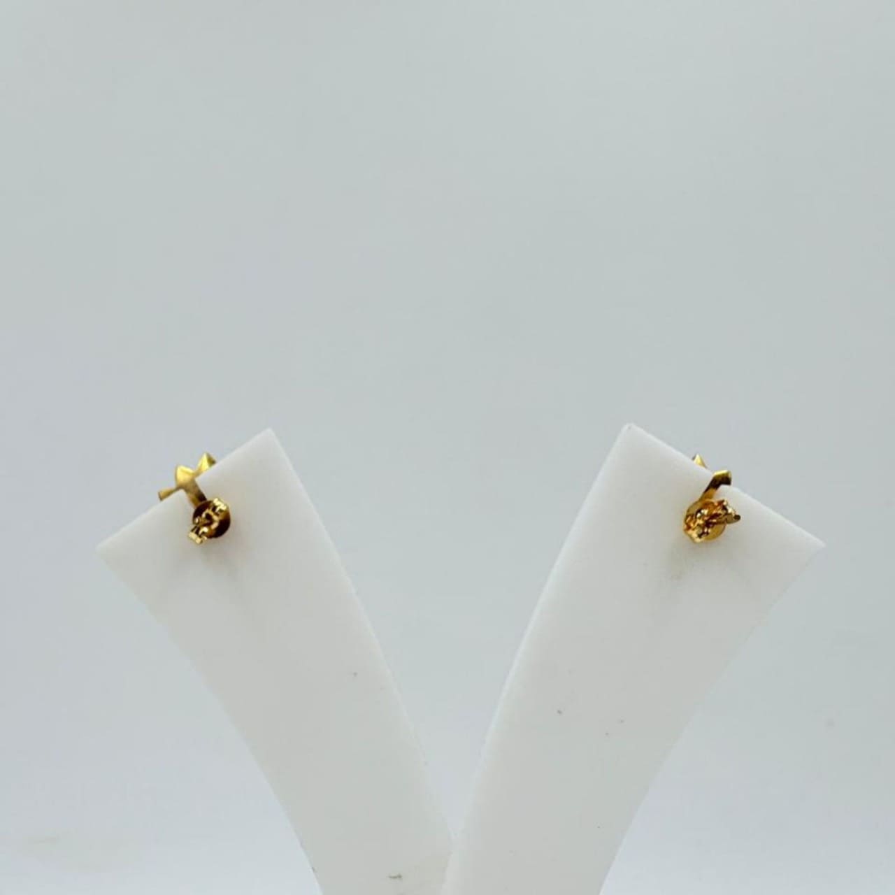 Brass Flower Stud Earrings with 18K Gold Plating – Blue Stone Center