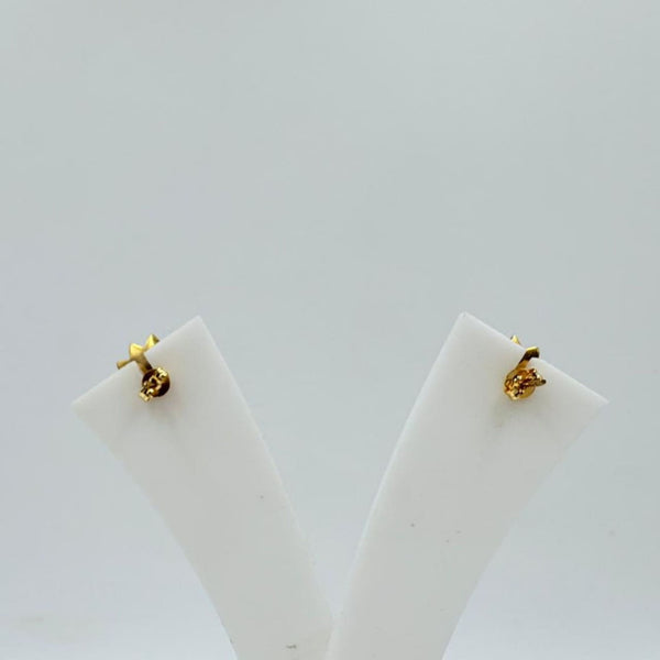 Brass Flower Stud Earrings with 18K Gold Plating – Blue Stone Center
