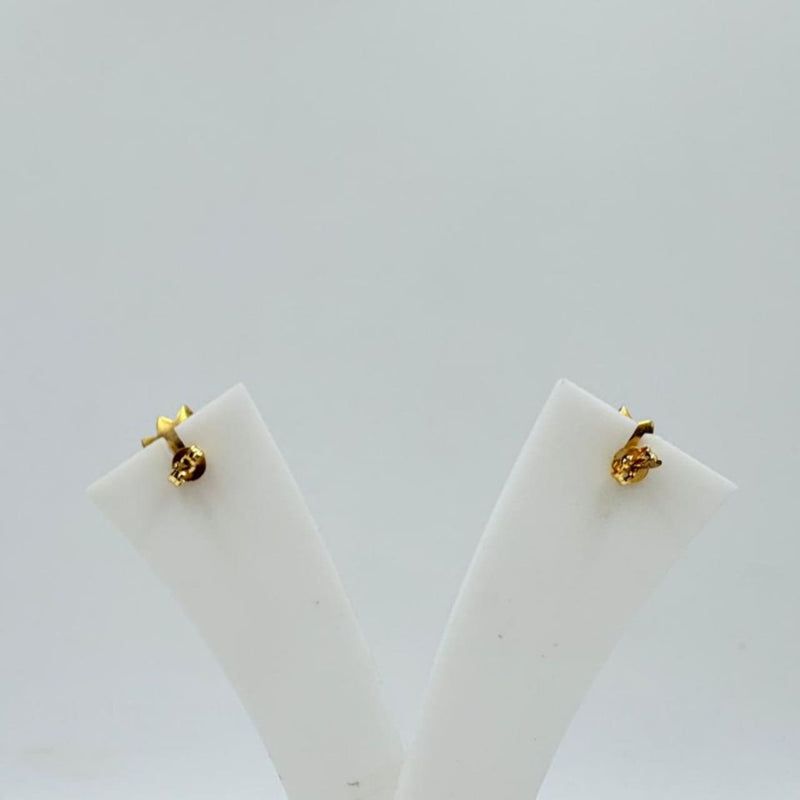 Brass Flower Stud Earrings with 18K Gold Plating – Blue Stone Center