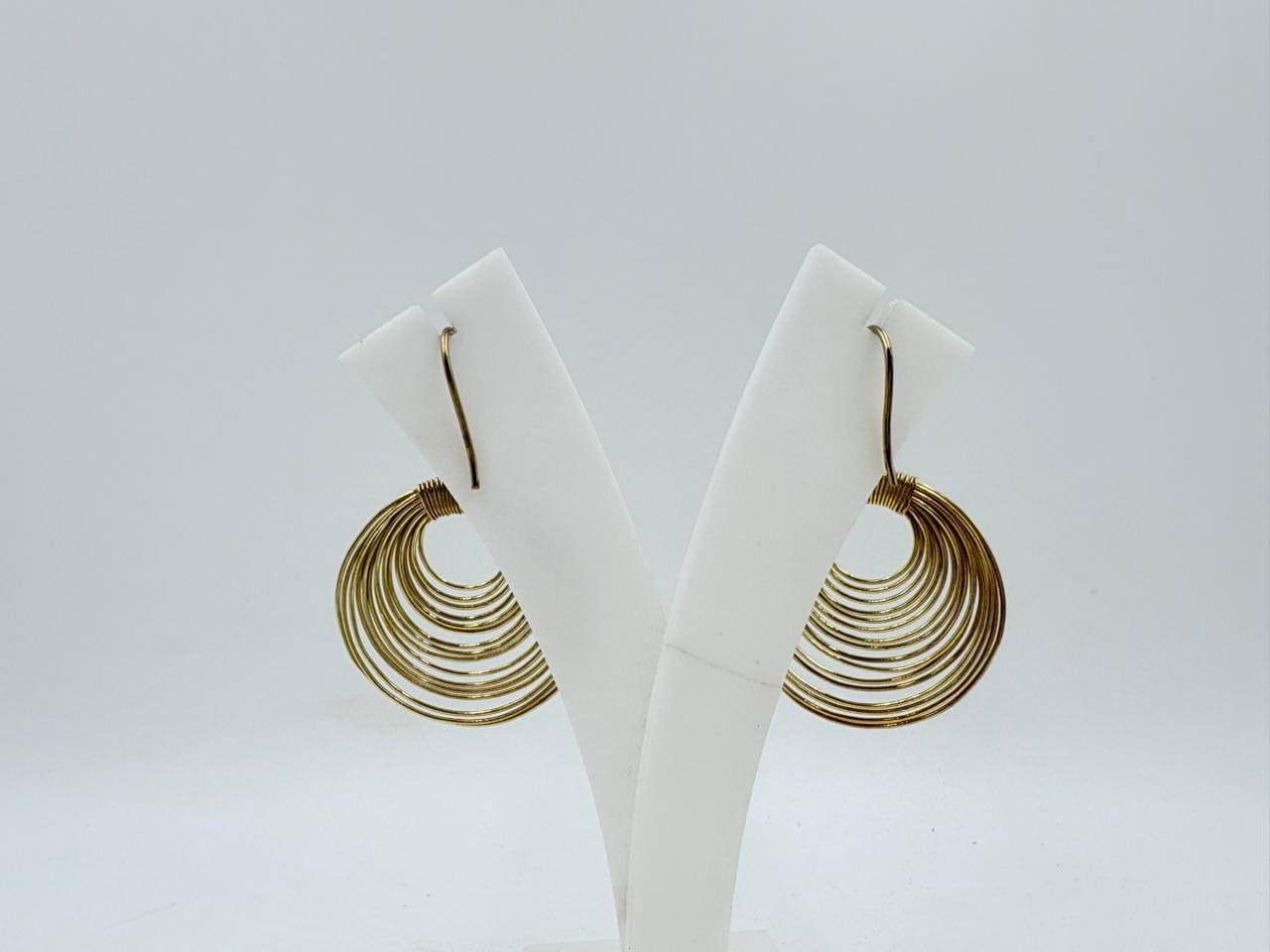 Brass Hoop Earrings with 18K Gold Plating – Layered Circle Design