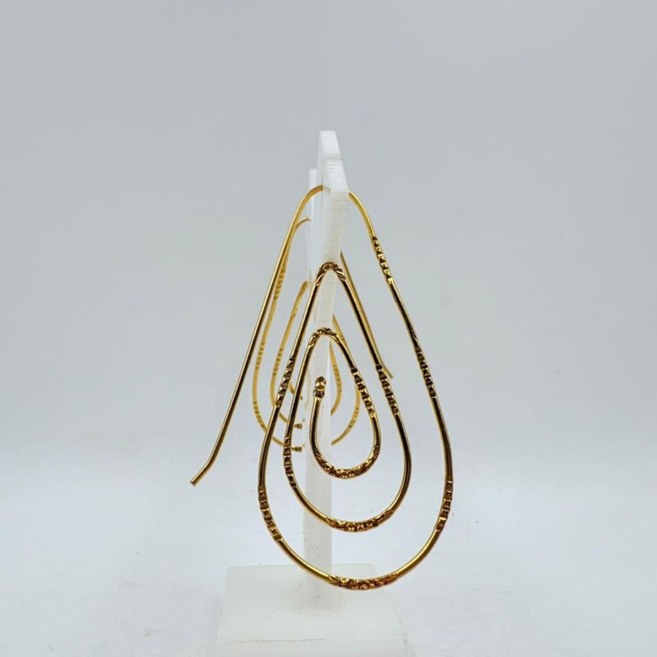 Brass Teardrop Earrings with 18K Gold Plating – Layered Hoop Design