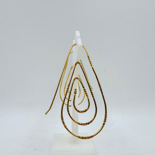 Brass Teardrop Earrings with 18K Gold Plating – Layered Hoop Design