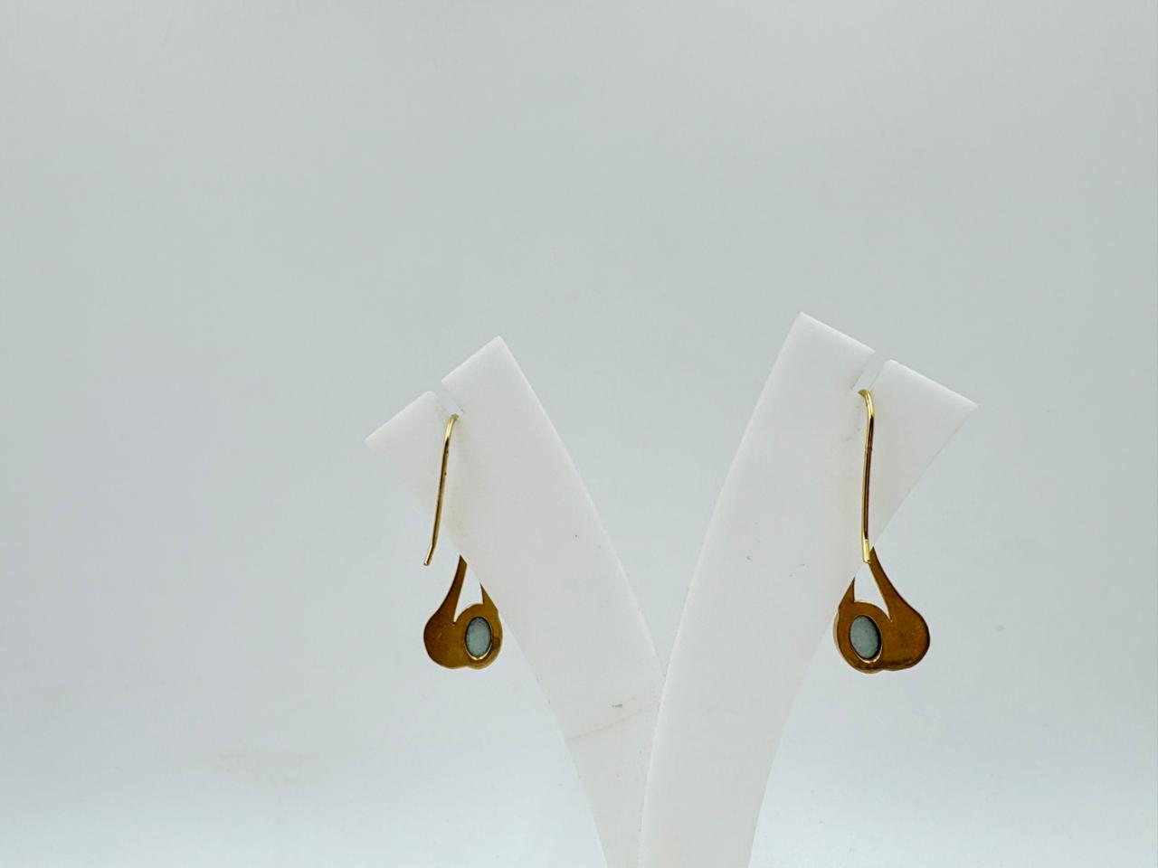 Brass Teardrop Earrings with 18K Gold Plating – Blue Stone Minimalist Design
