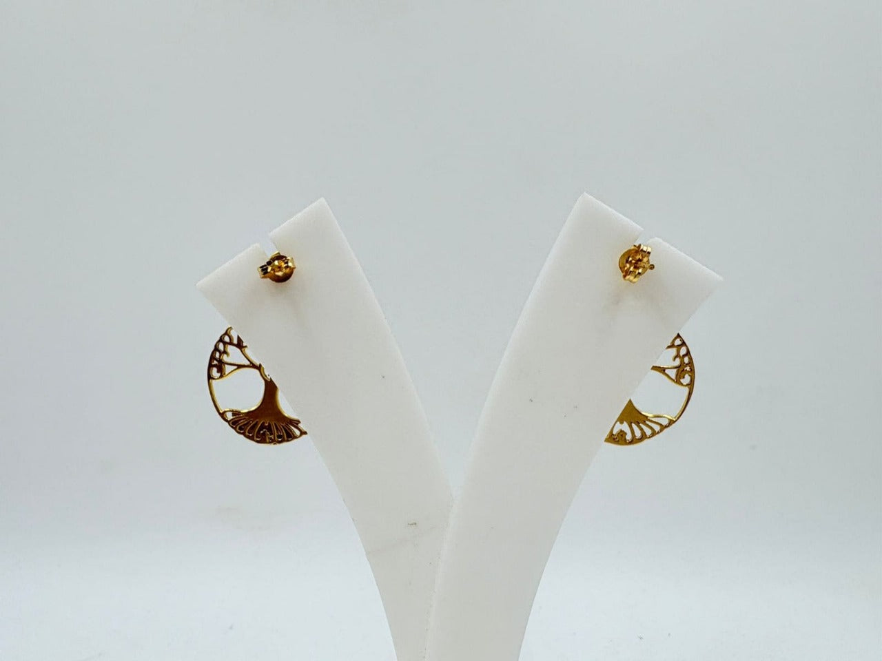 Brass Tree of Life Earrings with 18K Gold Plating – Spiritual Symbol Design