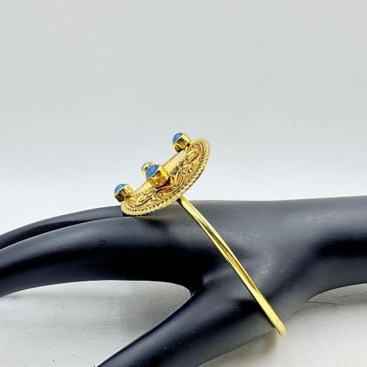 Golden Brass Bangle with Calsy Onyx Gemstone