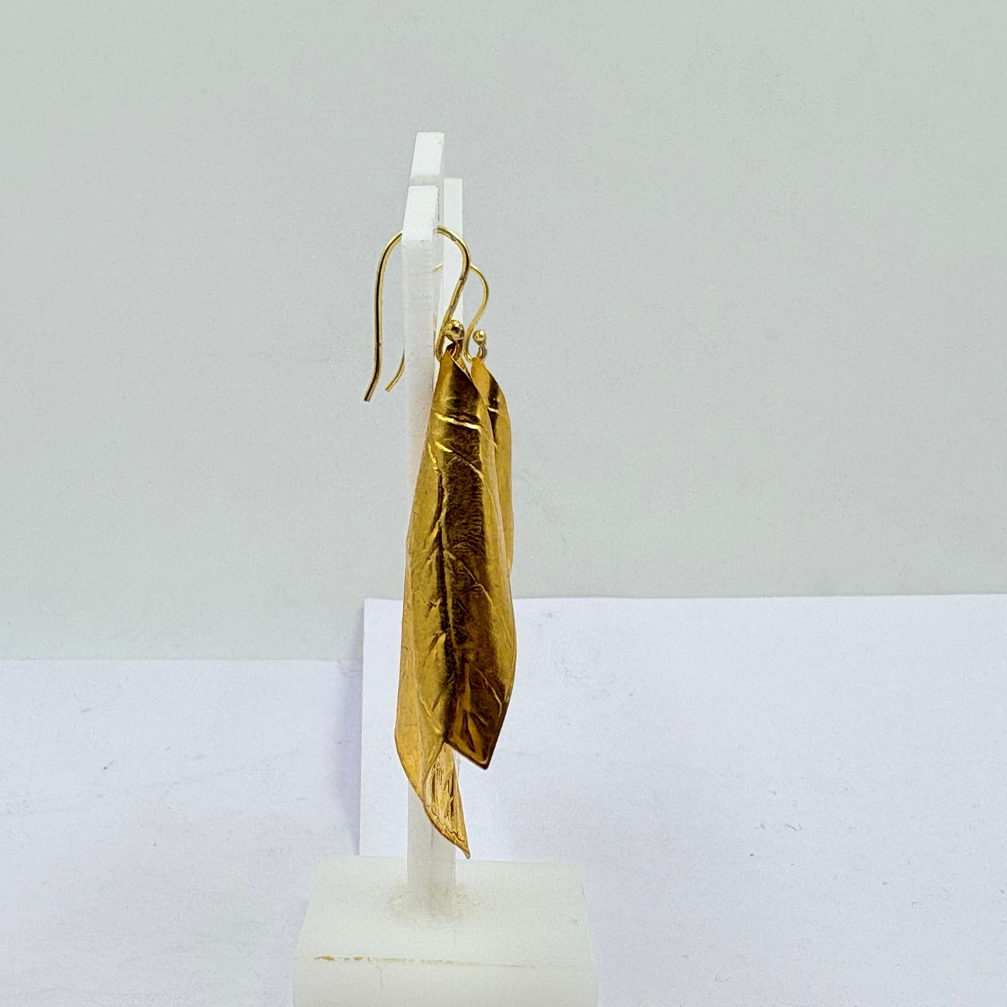 Elegant Folded Leaf Gold Earrings – Handmade Beauty